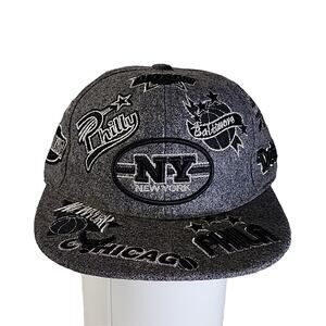 K&B Ethos 100% Wool NBA Patches Hat, Grey/Black Cap